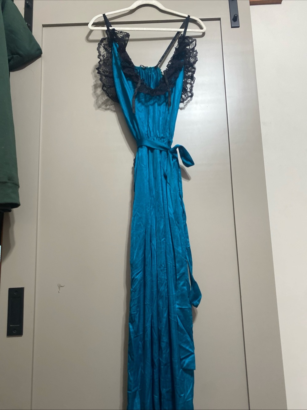 Vtg 80s The Xceptional Woman Teal Nylon Lingerie Jumpsuit Plus Size 3X 4X